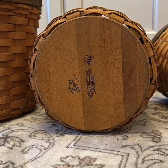 Longaberger 4 basket canister set with plastic inserts and lids - Picture 15 of 16